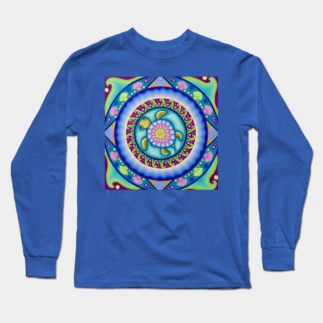 Little Turtle Mandala Long Sleeve T-Shirt by SoozieWray